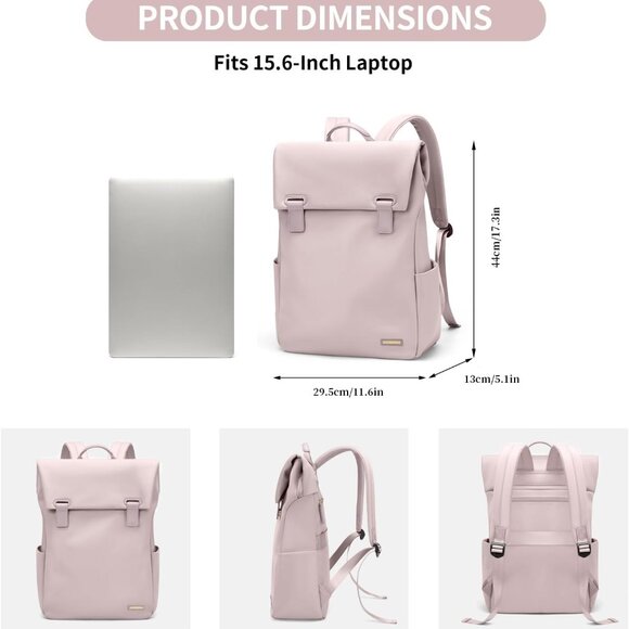 NEW Golf Quality Women Laptop Backpack Travel Fit 15.6" (Dusty Pink) Elegant - Picture 2 of 7